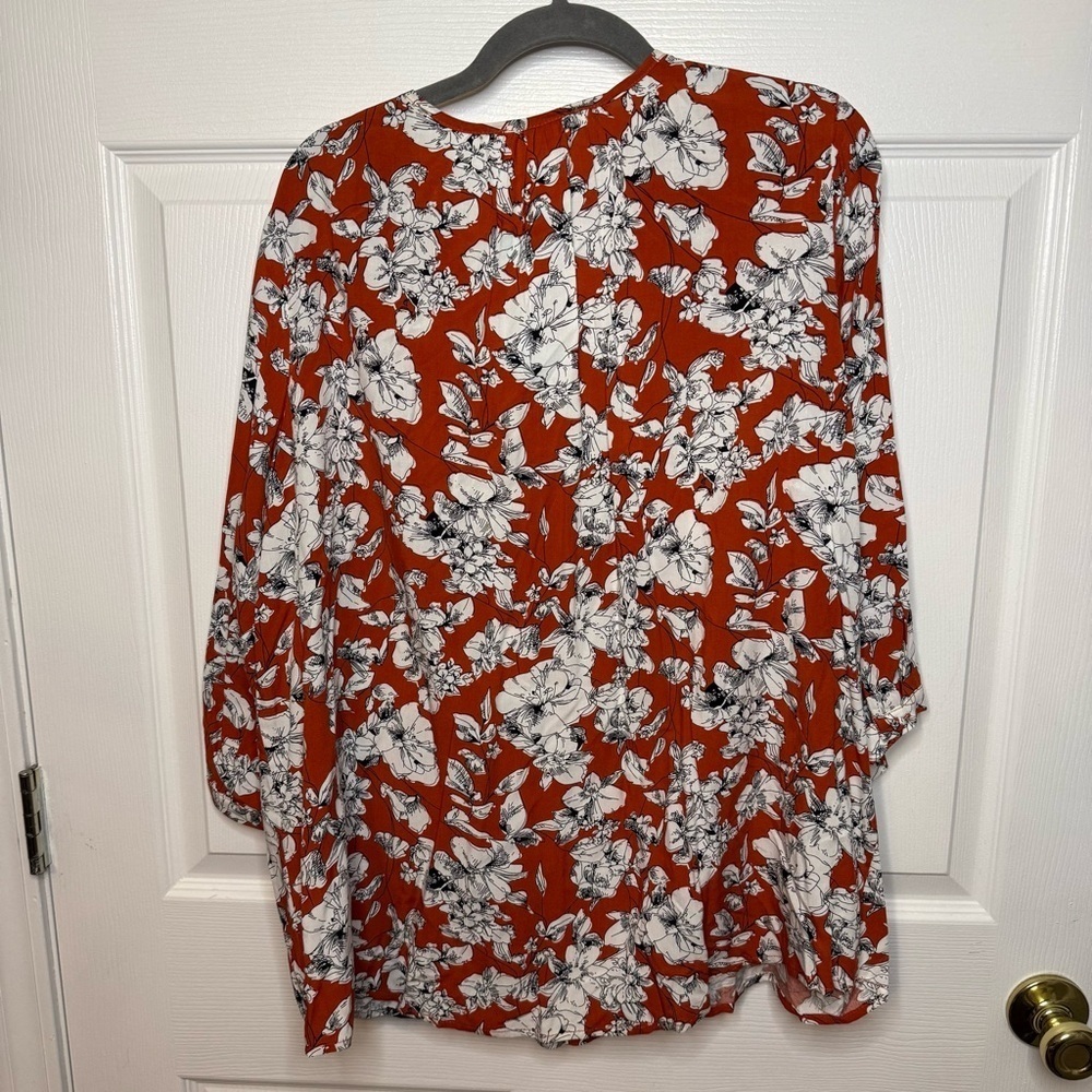 Fun 2 Fun Maley Pleated Detail Top Burnt Orange Size 1X Flowy Tunic NWT - Picture 5 of 6